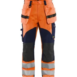 Palosuojatut riipputaskuhousut Blåkläder 1589 Multinorm huomio-oranssi/sininen