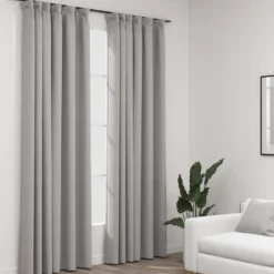Pellavamaiset pimennysverhot koukuilla 2kpl harmaa 140x245cm