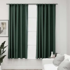 Pellavamaiset pimennysverhot koukuilla 2kpl vihreä 140x175cm