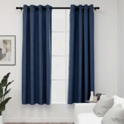 Pellavamaiset pimennysverhot renkailla 2 kpl 140x175 cm