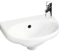 Pesuallas Gustavsberg Nautic, 40 cm, pulttikiinnitys, hananreikä oikealla, ylivuotoaukolla, CeramicPlus