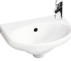 Pesuallas Gustavsberg Nautic, 40 cm, pulttikiinnitys, hananreikä vasemmalla, ylivuotoaukolla, CeramicPlus