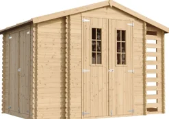 Pihavaja polttopuukatoksella Timbela M389C, 5.41m², eri vaihtoehtoja