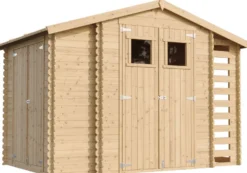 Pihavaja polttopuukatoksella Timbela M389, 5.41m², eri vaihtoehtoja