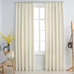 Pimennysverhot koukuilla 2 kpl sametti kerma 140x225 cm