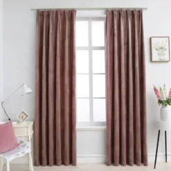 Pimennysverhot koukuilla 2 kpl sametti pinkki 140x175 cm
