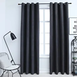 Pimennysverhot metallirenkailla 2 kpl antrasiitti 140x245 cm