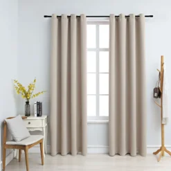 Pimennysverhot metallirenkailla 2 kpl beige 140x245 cm