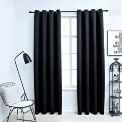 Pimennysverhot metallirenkailla 2 kpl musta 140x225 cm