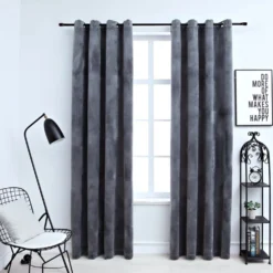 Pimennysverhot renkailla 2 kplcm sametti antrasiitti 140x225