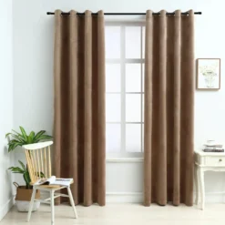 Pimennysverhot renkailla 2 kpl sametti beige 140x245 cm