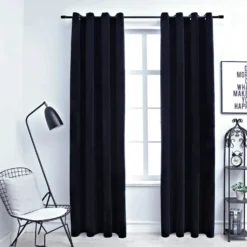 Pimennysverhot renkailla 2 kpl sametti musta 140x225 cm