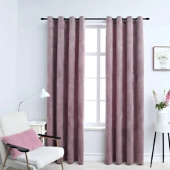 Pimennysverhot renkailla 2 kpl sametti pinkki 140x245 cm