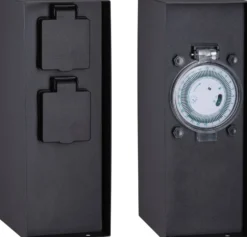 Pistorasiatolppa Paulmann Rio 2 pistorasiaa ajastus 85x120x230mm IP44 antrasiitti