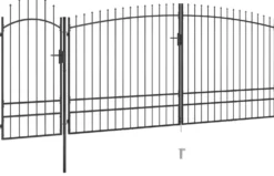Puutarha-aidan portti keihäskärjillä 5x2.45m musta
