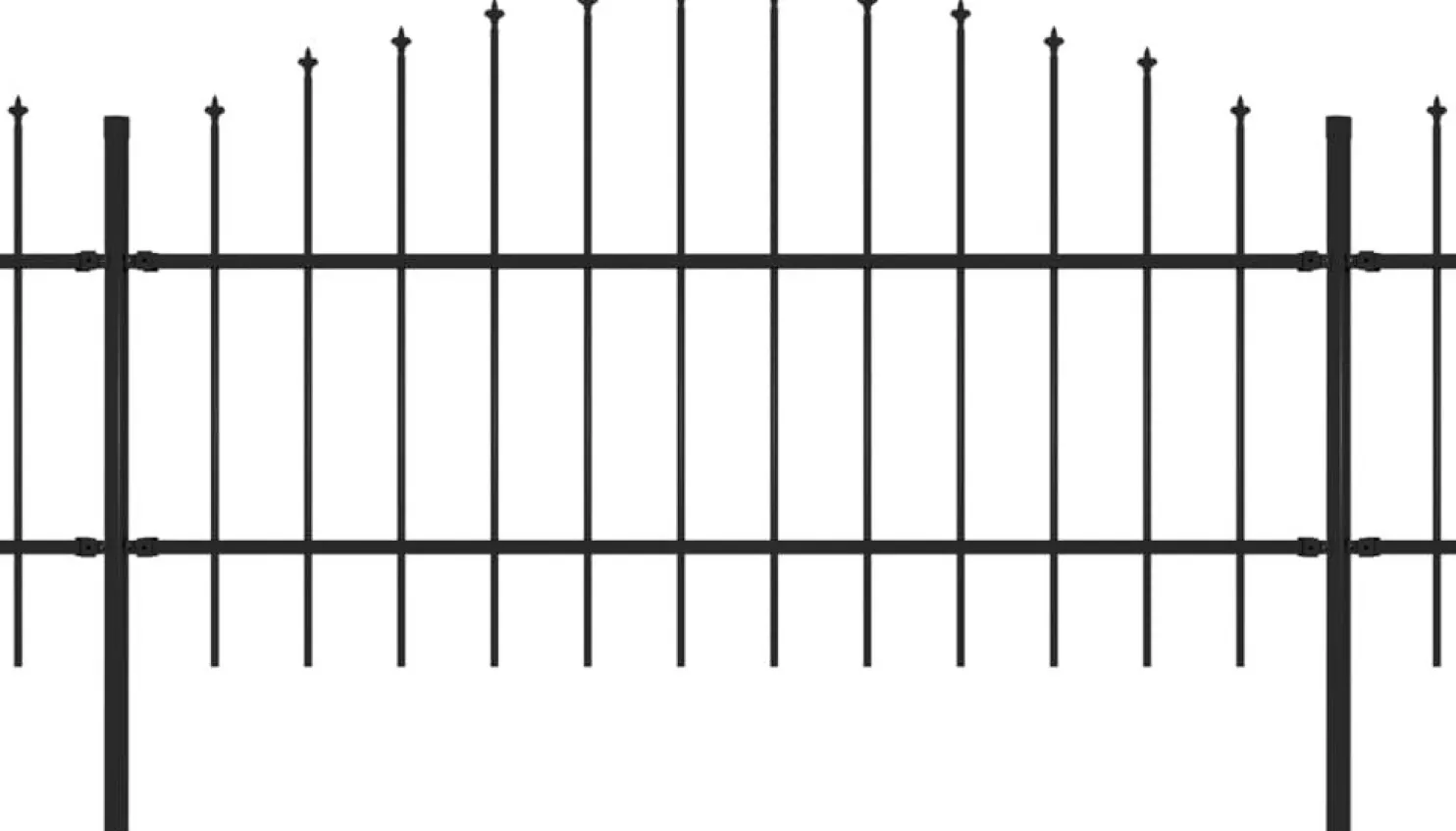 Puutarha-aita keihäskärjillä teräs (0.75-1)x10.2m musta