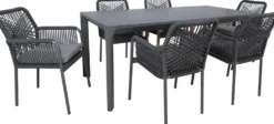 Puutarhakalustesetti Home4You CARVES olefiiniköysipunostuoleilla, 6 tuolia, harmaa