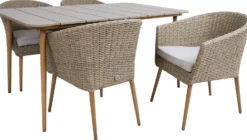 Puutarhakalustesetti Home4You NORWAY pöytä ja 4 tuolia, beige