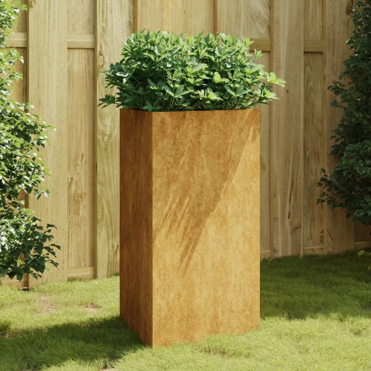 Puutarhakukkalaatikko 50x43x75 cm corten-teräs