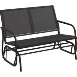 Puutarhan Keinupenkki musta 120,5x76x86,5 cm kangas ja teräs (62708)