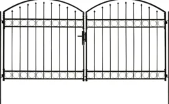 Puutarhaportti tuplaovilla kaareva yläosa teräs 300x150cm musta