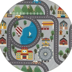 Pyöreä matto Benina Play Road Ø120cm, eri värejä
