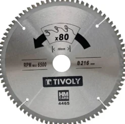 Pyörösahanterä Tivoly 216 × 30 × 2,5/1,7mm alumiinille ja värimetalleille