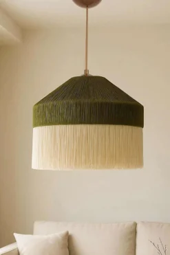 Riippuvalaisin Linento Lighting Ivernia, Ø40cm, E27, max. 40W, IP20, vihreä/kerma