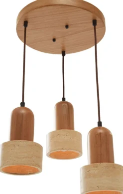 Riippuvalaisin Linento Lighting Loer-C, 3-osainen, E27, max. 40W, IP20, tammi/beige
