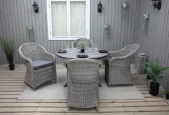 Ruokailuryhmä Baltic Garden, Ø112cm Scottsdale-pöytä + 4 Daisy-tuolia