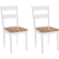 Ruokapöydän tuolit kumipuu, valkoinen, eri pakkauskokoja