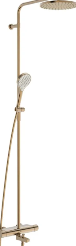Sadesuihkusetti Oras Optima Style 7193N-81, termostaattihanalla, juoksuputkella, vettä säästävä, suihkupää ⌀250mm, harjattu pronssi