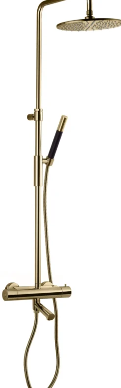 Sadesuihkusetti Tapwell TVM2200 Brass, termostaattihanalla, juoksuputkella, suihkupää ⌀250mm, kiiltävä messinki