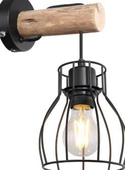 Seinävalaisin Globo Mina 40W musta/luonnollinen