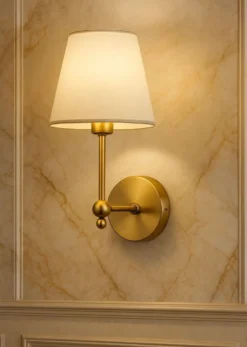 Seinävalaisin Linento Lighting BRZ-540061, ø10-15cm, E27, max. 40W, IP20, kulta/valkoinen