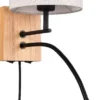 Seinävalaisin Trio Nilam lukuvalolla, 18cm, LED + E27, luonnonpuu