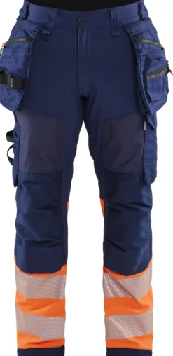 Softshell-riipputaskuhousut Blåkläder 1821 Highvis polvisuojataskuilla