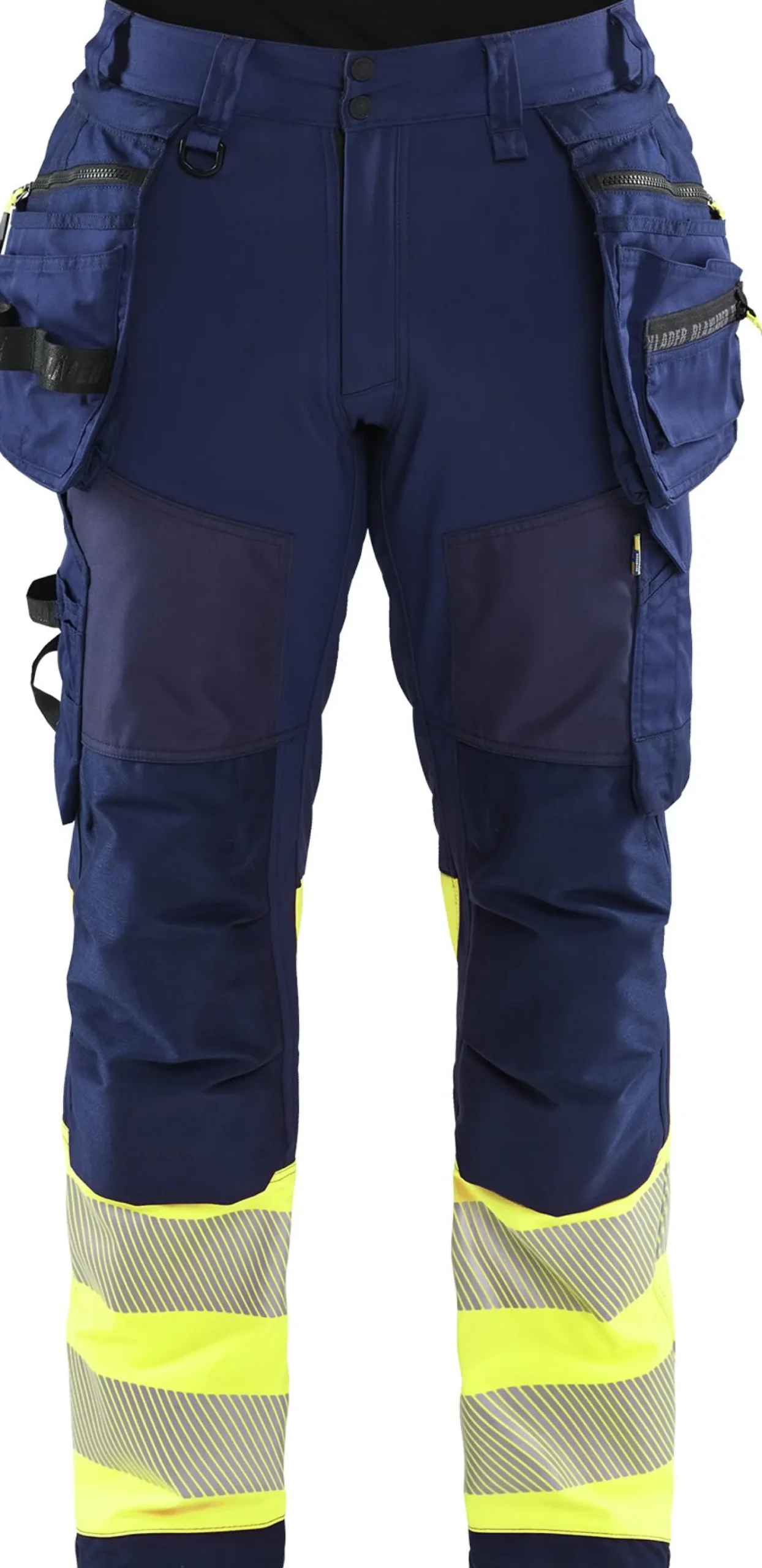 Softshell-riipputaskuhousut Blåkläder 1821 Highvis polvisuojataskuilla