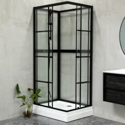 Suihkukaappi Bathlife Betrakta, 70x90cm / 90x70cm, suora, kirkas lasi, musta kehys