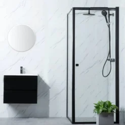 Suihkunurkka Bathlife Profil seinä 800 mm ovi 700 mm musta kehys