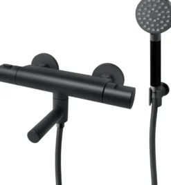 Suihkusetti Tapwell EVM026 Matte Black, termostaattihanalla, juoksuputkella, matta musta