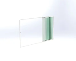 Terassin lasiliukuovi Keraplast 4-os. 2100x3800mm, kirkas/valkoinen, sisäpuolinen nuppilukitus