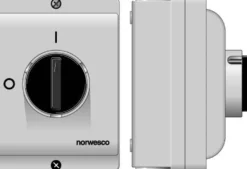 Turvakytkin Norwesco ESWP1 325H, edestä väännettävä, 3x25A+apukosketin, 4xM25 läpivientiä, 500V, 11kW, IP65, harmaa