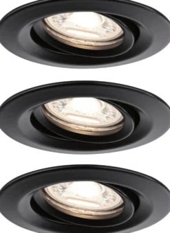 Upotettava LED-valaisin Paulmann Nova Mini Plus Coin, 3kpl, Ø66mm, 4W, 310lm, 2700K, mattamusta