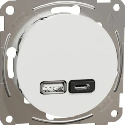 USB-latauspistorasia Schneider Electric ELKO One, 1xUSB-A + 1xUSB-C, PR, 21W, PD, uppoasennus, keskiölevyllä, ruuviliitos
