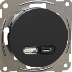 USB-latauspistorasia Schneider Electric ELKO One, 1xUSB-A + 1xUSB-C, PR, 21W, PD, uppoasennus, keskiölevyllä, ruuviliitos