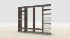 Vaatehuoneen kaapisto Mirror Line, leveä I-malli koreilla, housutelineellä ja vaatetangoilla, 2600x2100x510mm, eri värejä