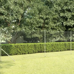 Verkkoaita tolpilla galvanoitu teräs 15x1,5 m hopea