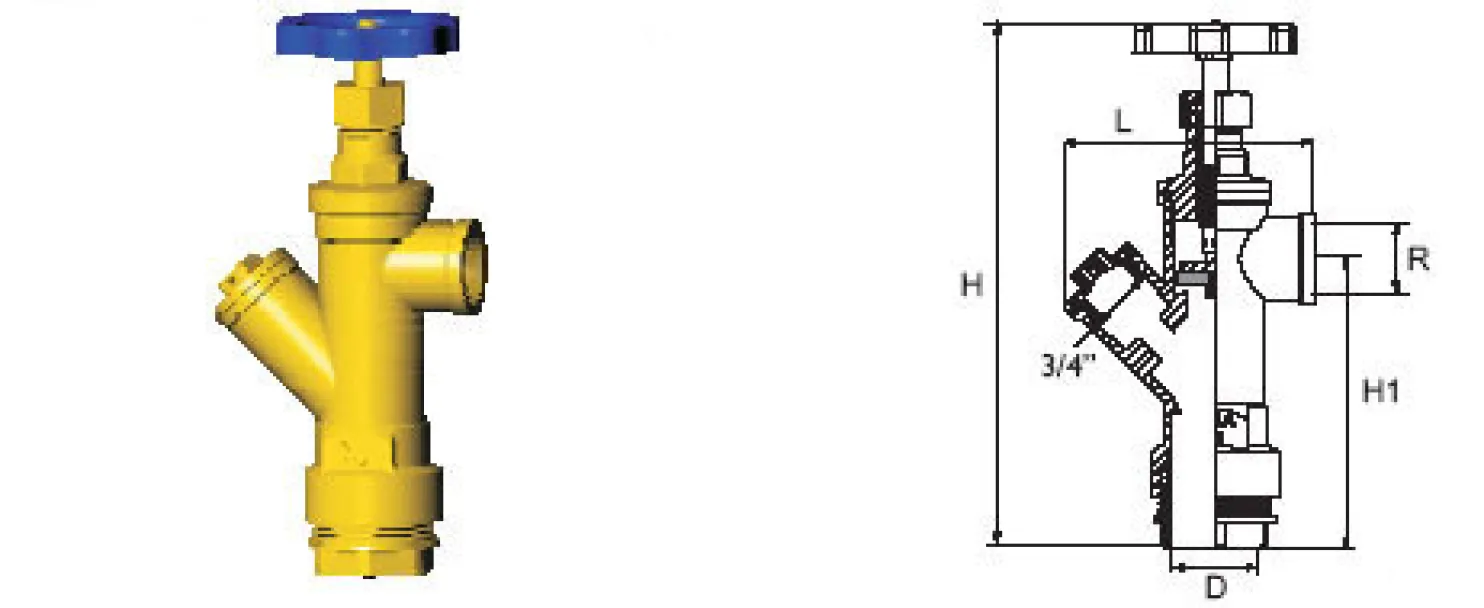 Vesimittariventtiili kierreliitin Hela 305 3/4X40