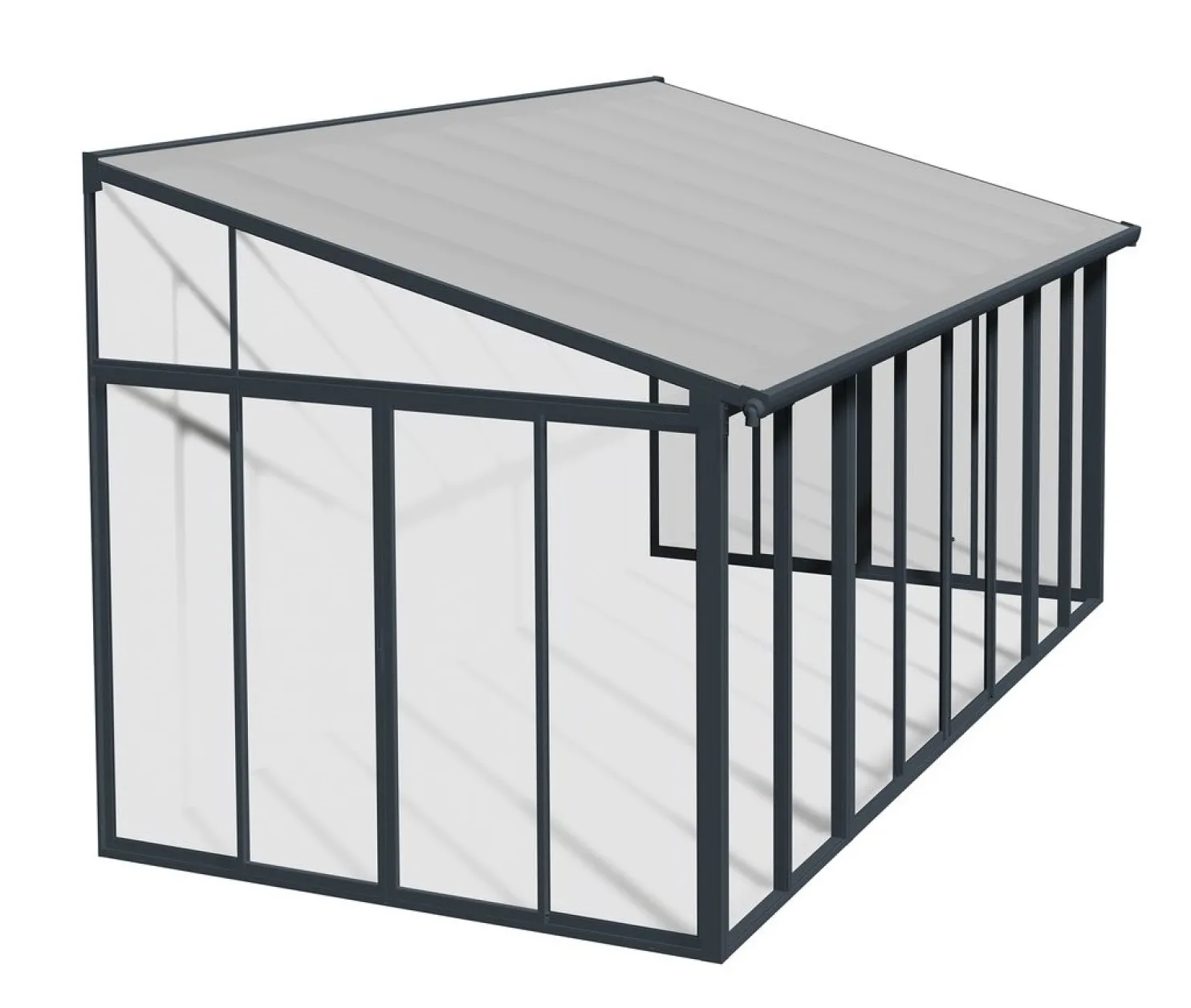 Viherhuone Palram-Canopia SanRemo Veranda, 16.3m², 3x5.46ft, harmaa
